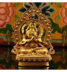 Machine Made Copper Alloy and Gold Plated 4.25" Vajradhara Statue