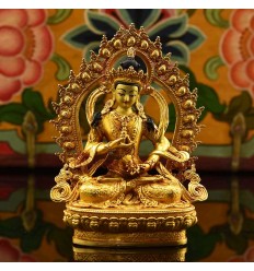 Machine Made Copper Alloy and Gold Plated 4.25" Vajrasattva Statue