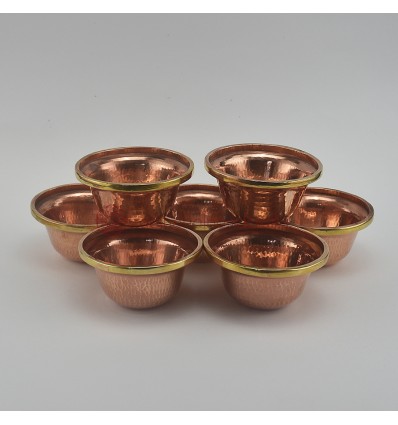 Hand Made Copper Alloy with Brass Ring 3.5" Water Offering Bowls Set