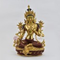 Hand Carved Gold Face Painted 12.5" Green Tara / Drolma  Copper  Alloy Gold Gilded Statue Patan