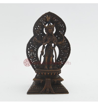 Machine Made, Oxidized Copper Alloy 7" Standing Namgyalma Buddha Statue