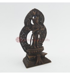 Machine Made, Oxidized Copper Alloy 7" Standing Namgyalma Buddha Statue