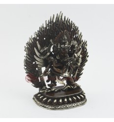 Machine Made,Oxidized Copper Alloy and Silver Plated 4.75" Vajrakilaya Statue