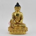 Hand Made Copper Alloy with Gold Gilded 8.25" Medicine Buddha Statue