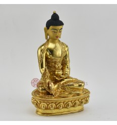 Hand Made Copper Alloy with Gold Gilded 8.25" Medicine Buddha Statue