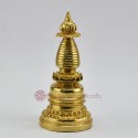 Hand Craved Copper Alloy with 24 Karat Gold Gilded 8" Kadam Style Stupa