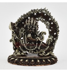 Machine Made Oxidized with Silver Plating 5" Bernagchen Mahakala Statue