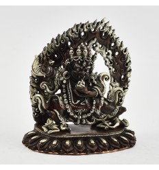 Machine Made Oxidized with Silver Plating 5" Bernagchen Mahakala Statue