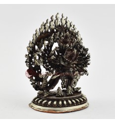 Machine Made Oxidized Copper Alloy with Silver Plating 5.5" Kalachakra Statue