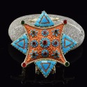 Silver Plated Ritual Shrine Prayer Decorated with Semiprecious Stones Ghau