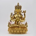 Buddhist Hand Made Copper Alloy with Gold Gilded 14" Chenrezig Statue