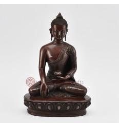 Tibetan Buddhist Oxidized Copper Alloy 8.5" Shakyamuni Buddha / Tomba Statue