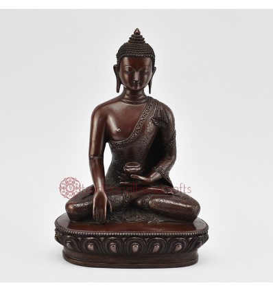 Tibetan Buddhist Oxidized Copper Alloy 8.5" Shakyamuni Buddha / Tomba Statue