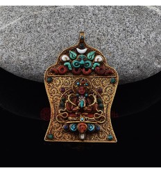 Hand Made Beautiful Tibetan Buddhist Ritual  Sacred Ghau Prayer Box Silver Pendant 