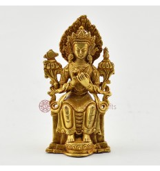 Tibetan Buddhist Machine Made 5.75" Chandra Surya Simha Jogini Statue