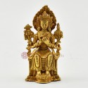 Tibetan Buddhist Copper Alloy with Gold Plated  4" Maiterya Buddha Statue