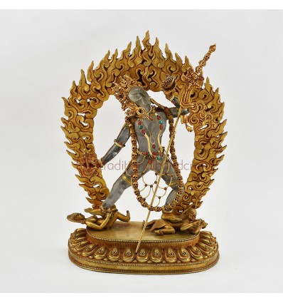 Gold Plated Copper Alloy and Crystal Decorated 15" Vajrayogini Dakini Statue