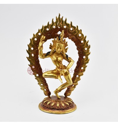 Hand Made Copper Alloy with Gold Gilded Magic Labdron / Damaru Jogini Statue