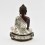 Hand Made Oxidized Copper Alloy with Silver Plating Shakyamuni Buddha Statue