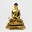 Tibetan Buddhist Lost Wax Method Copper Alloy 10.5" Shakyamuni Buddha Statue