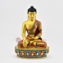 Hand Painted Copper Alloy with Multicolored Finish11.5" Shakyamuni Buddha Statue