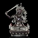 19" Manjushri / Jampelyang Lost Wax Method, Silver Plated Oxidized Copper Alloy