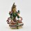 Hand Painted Copper Alloy with 24 Karat Gold Gilded 9" Green Tara Dholma Statue