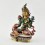 Hand Painted Copper Alloy with 24 Karat Gold Gilded 9" Green Tara Dholma Statue