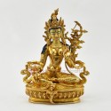 Hand Carved  Copper Alloy with 24 Karat Gold Gilded 9" Red Tara Statue