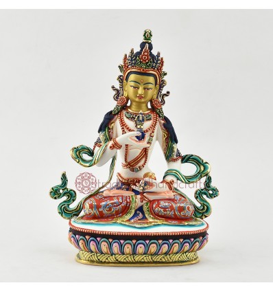 Hand Painted Copper Alloy with 24 Karat Gold Gilded 9" Vajrasattva Dorjesempa Statue