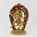 Hand Made Copper Alloy with 24 Karat Gold Gilded 14" Vajravarahi Dakini Statue