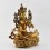 Gold Gilded with Silver Flowers and Hand Painted Face Green Tara statue