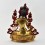 Gold Gilded with Silver Flowers and Hand Painted Face Green Tara statue