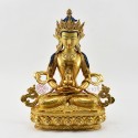 Hand Made Copper Alloy with Gold Gilded 13.5" Aparmita / Amityaus Statue