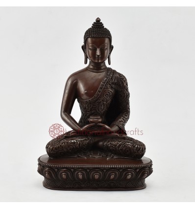 Tibetan Buddhist Oxidized Copper Alloy 9" Amitabha / Amida Buddha Opame Statue