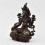 Hand Carved Green Tara Statue in Oxidation and and Decorated with Silver Plates