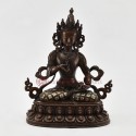 Hand Carved Vajrasattva Statue in Oxidation and Decorated with Silver Plates