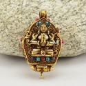  Hand Carved Tibetan Buddhist Sacred Ritual Sterling Silver Chenrezig & Green Tara