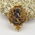 ibetan Ritual Buddhist Sacred Gold Plated Silver Vajrapani & Green Tara Ghau / Pendant / Prayer Box