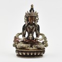 Fine Quality Oxidation Finish with Silver Plated Buddhist Tibetan 5.5" Aparmita Statue