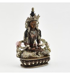 Fine Quality Oxidation Finish with Silver Plated Buddhist Tibetan 5.5" Aparmita Statue