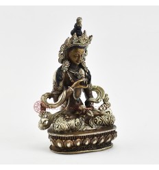 Fine Quality Oxidation Finish with Silver Plated Buddhist Tibetan 5.5" Vajrasattva / Dorje Sempa Statue