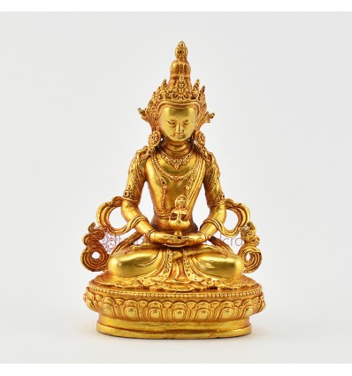 Gold Plated in Antique Finish 4.5" Aparmita / Amitayus / Tsepame Statue