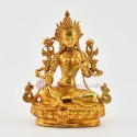 Gold Plated in Antique Finish 4" Green Tara / Dholma Statue