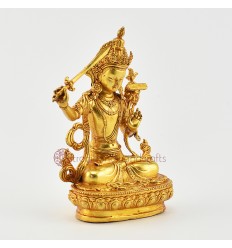 Gold Plated in Antique Finish 4.5" Manjushri / Jambiyang Statue