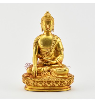 Gold Plated in Antique Finish 4" Shakyamuni Buddha / Tomba Statue