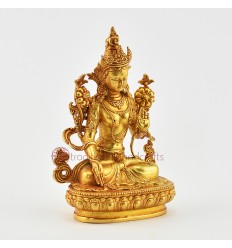 Gold Plated in Antique Finish 4.5" White Tara / Dholkar Statue