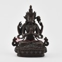 Copper Alloy in Oxidation Finish 4.5" Chenrezig / Four Armed Avalokiteshvara Statue