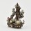 Silver Plated in Oxidation Finish 4" Green Tara / Dholma Statue