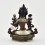 Silver Plated in Oxidation Finish 4" Green Tara / Dholma Statue